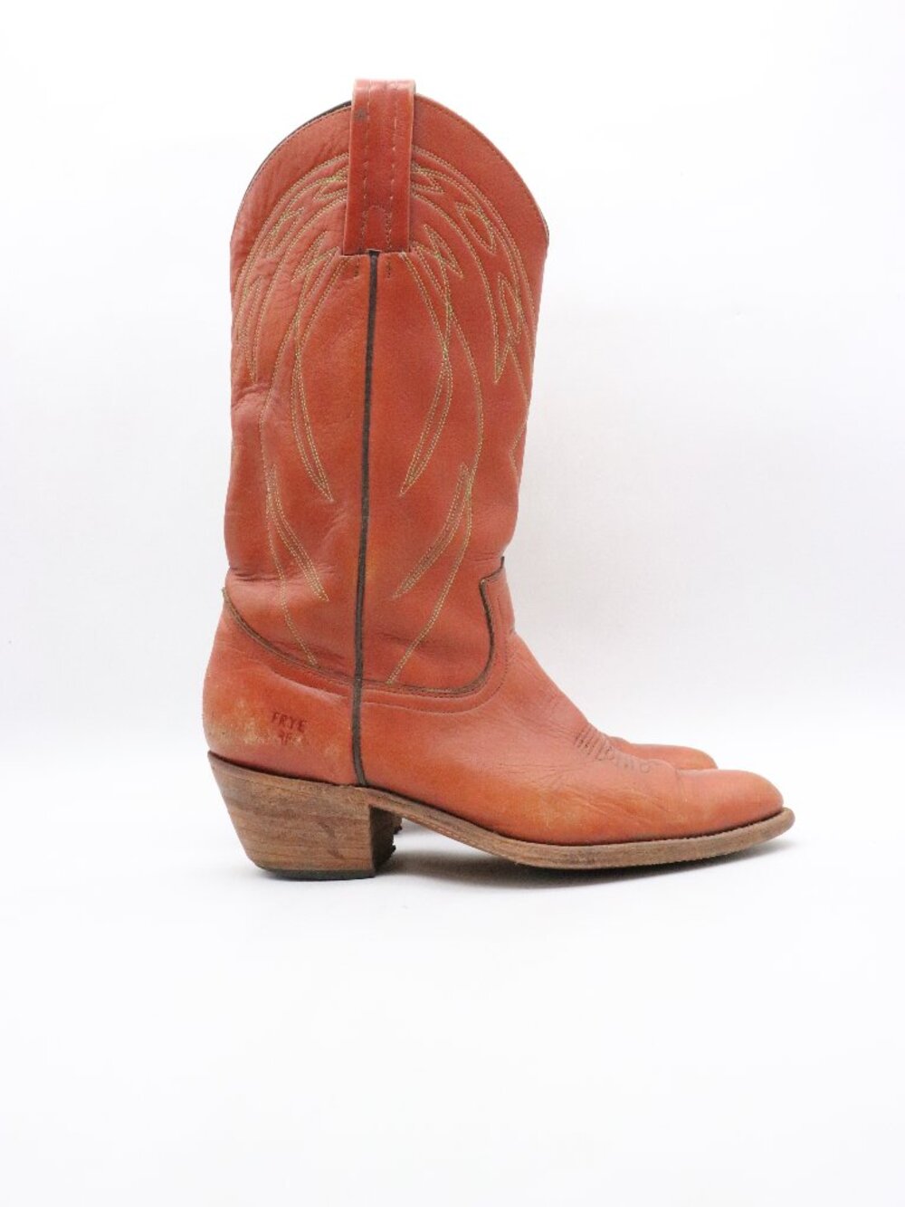Frye Cowboy Boots Men’s Size 9.5 D Brown Leather Western Pull on Made in USA